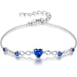 Infinity Heart 5 Birthstone Adjustable Bracelet - Sterling Silver 09 Sept